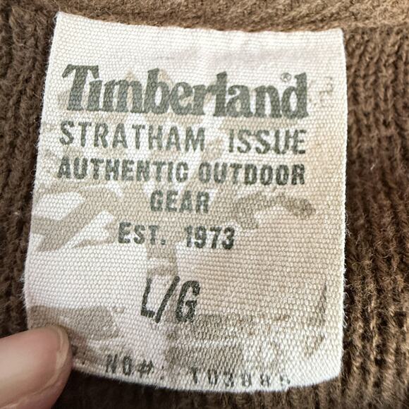 Timberland Stratham Issue Brown 1/4 Zip Sweater Large Cotton Outdoor Pullover - Picture 3 of 7